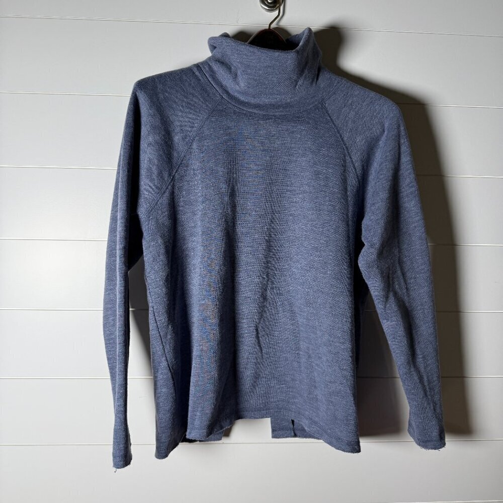 Abercrombie & Fitch Sweatshirt Denim Blue Open Back with Buttons Sz XS